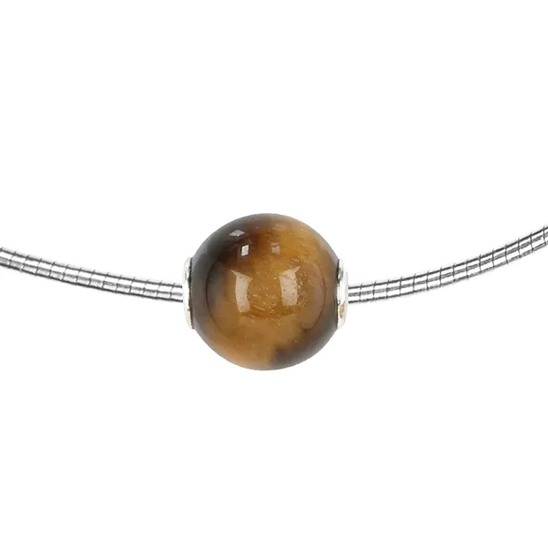 Boule à bijoux Oeil-de-tigre 12mm, rhodié | Marco Schreier