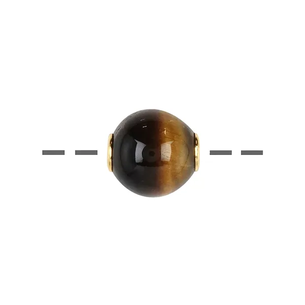 Jewelry Bead Tiger's Eye 12mm, gold-plated | wholesaler gems & healing stones