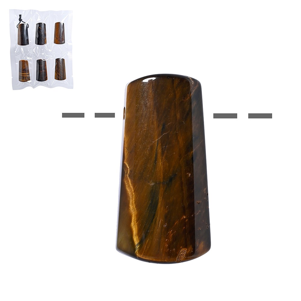 Trapezoid Tiger's Eye, drilled, 4.0cm (6 pcs./ PU) | Marco Schreier