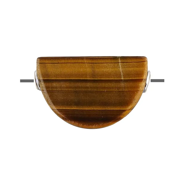 Occhio di tigre semitondo forato, 3,0 x 2,5 cm, rodiato | Marco Schreier