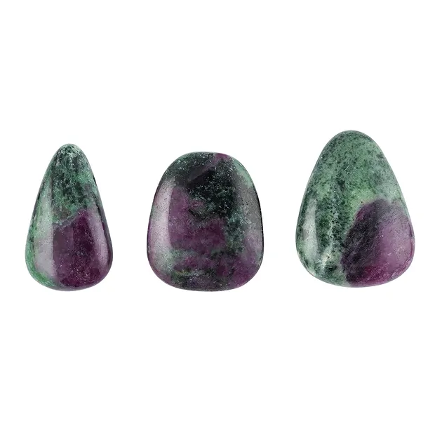 Pietra burattata Zoisite con Rubino (extra) forata, 3,0 - 3,5 cm | Marco Schreier