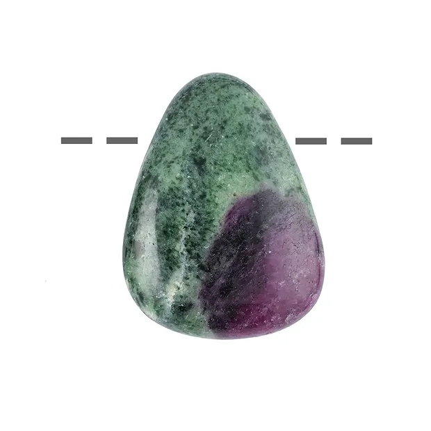 Trommelstein Zoisit mit Rubin (extra) gebohrt, 3,0 - 3,5cm | Marco Schreier