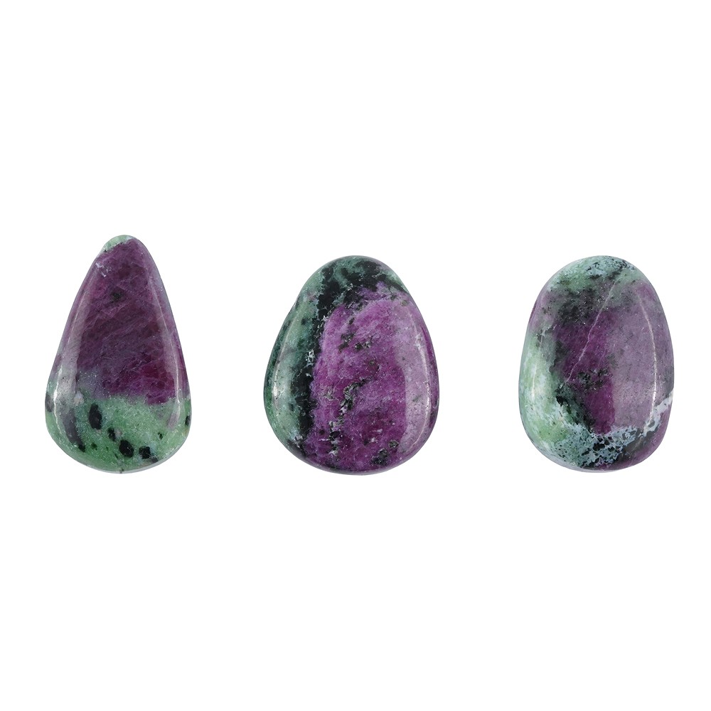 Tumbled Stone Zoisite with Ruby (extra) drilled, 2,0 - 2,5cm | Marco Schreier