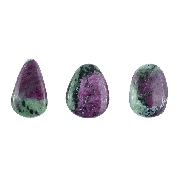 Pietra burattata Zoisite con Rubino (extra) forato, 2,5 - 3,0 cm | Marco Schreier