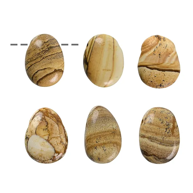 Trommelstein Jaspis (Landschaftsjaspis) gebohrt | Marco Schreier