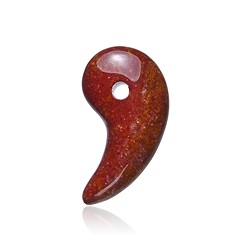 0416595513 Magatama Jaspe (rouge), percé, 3,2cm | Marco Schreier