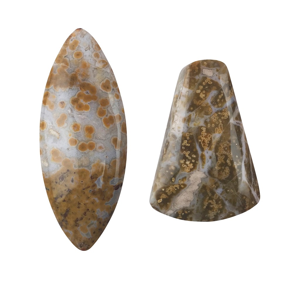 Cabochon diaspro oceanico (giallo-verde) forato, 4,2 - 5,2 cm | Marco Schreier