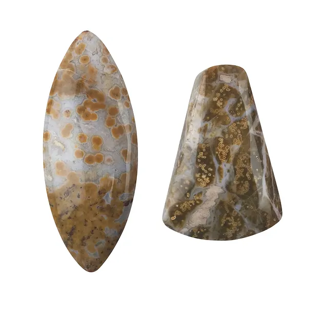 Cabochon Jaspe océan (jaune-vert) percé, 4,2 - 5,2cm | Marco Schreier