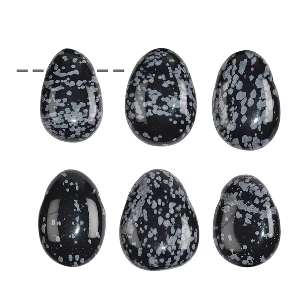 Trommelstein Obsidian (Schneeflockenobsidian) gebohrt | Marco Schreier