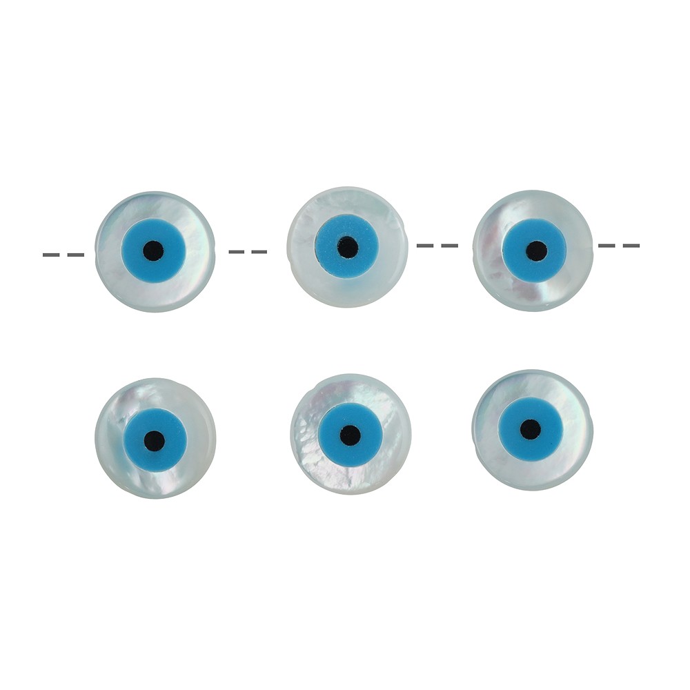 Rondelle nacre Evil Eye, 10mm, trou de 1mm (6 pcs/UC) | Marco Schreier