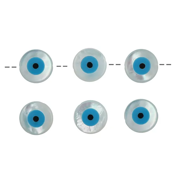 Disc Mother of Pearl Evil Eye, 12mm, 1mm hole (6 pcs/PU) | Marco Schreier