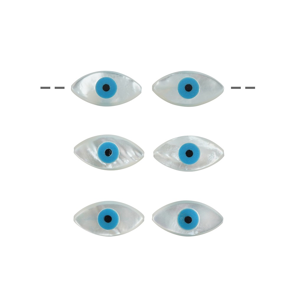 Disco Madre Perla Mal de Ojo, 16 x 8mm, 1mm agujero (6 uds./UE) | Marco Schreier