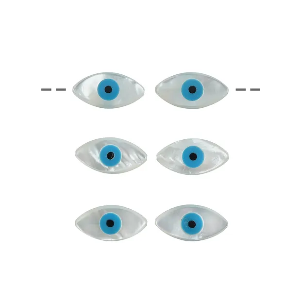 Disco Madreperla Evil Eye, 16 x 8 mm, foro 1 mm (6 pz./UC) | Marco Schreier