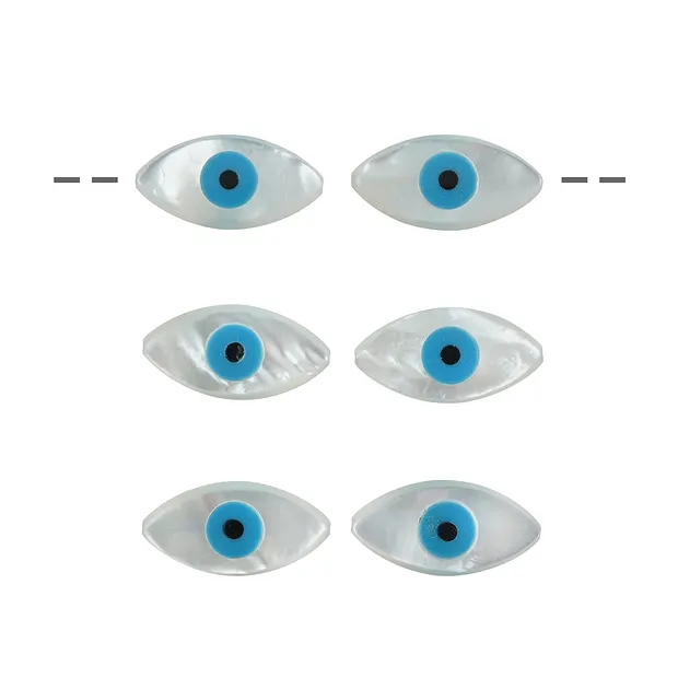 Disco Madreperla Evil Eye, 20 x 10 mm, foro 1 mm (6 pz./UC) | Marco Schreier