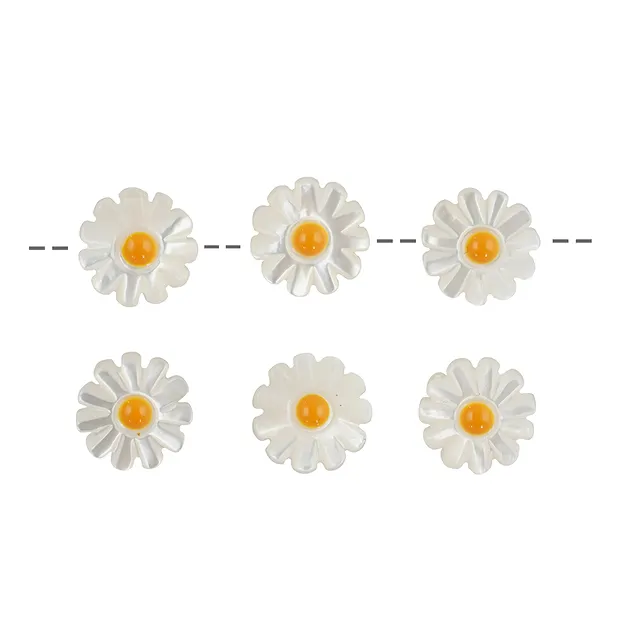 Marguerite percée en nacre, 10mm, trou de 1mm (6 pcs/UC) | Marco Schreier
