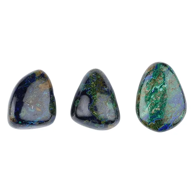 Piedra rodada Malaquita azurita (estabilizada) perforada, 2.0 - 2.5cm | Marco Schreier