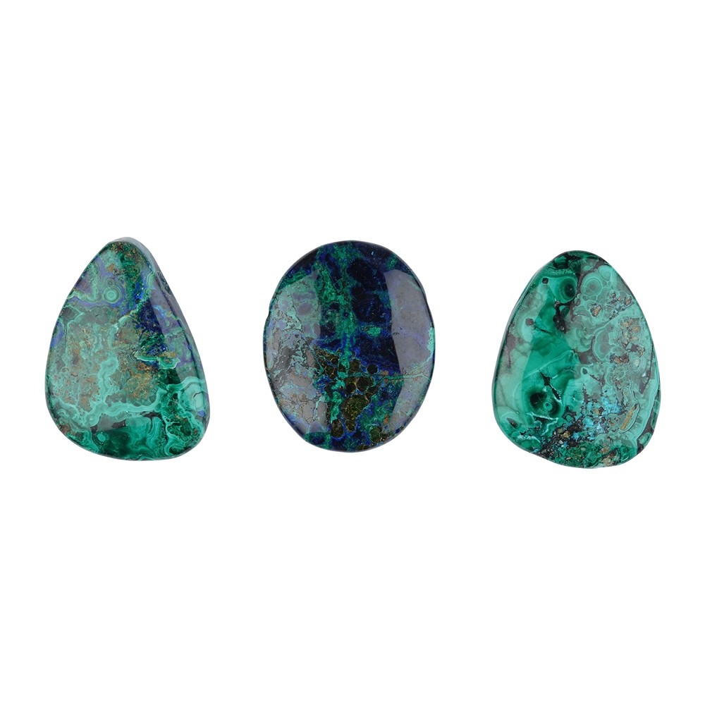 Malaquita azurita (estabilizada) de forma libre, perforada, 3,0 - 4,0cm | Marco Schreier