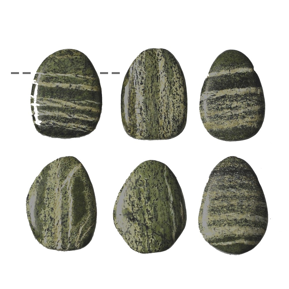 Pierres roulées Serpentine (oeil d'argent) percées | Marco Schreier