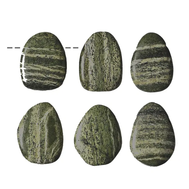 Trommelstein Serpentin (Silberauge) gebohrt | Edelsteine, Heilsteine & Schmuck