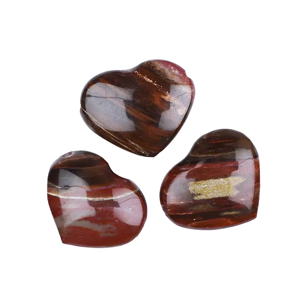 Drilled Petrified Wood Heart, 2.5 x 3.0cm | wholesaler gems & healing stones