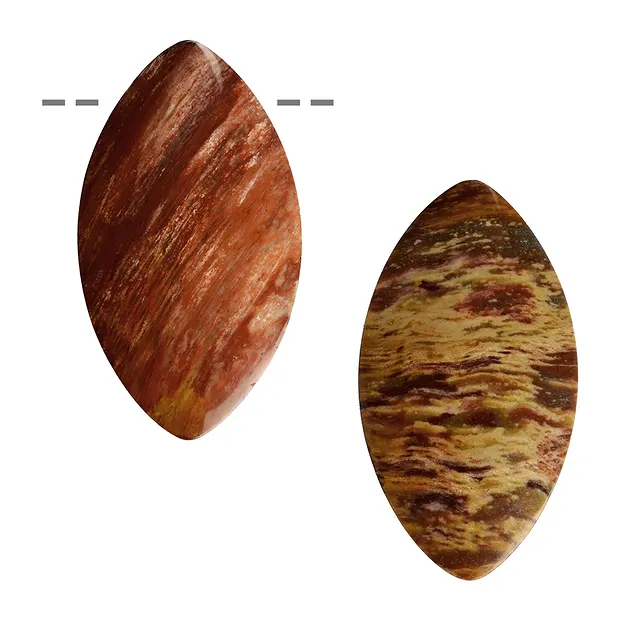 Navette cabujón Madera petrificada perforada, 5,5cm | Marco Schreier
