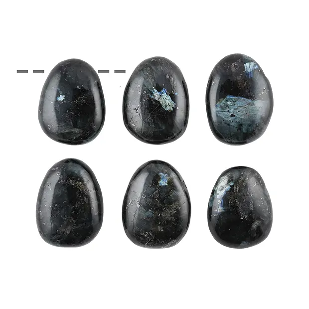 Trommelstein Larvikit (dunkel) gebohrt | Edelsteine, Heilsteine & Schmuck-Handel
