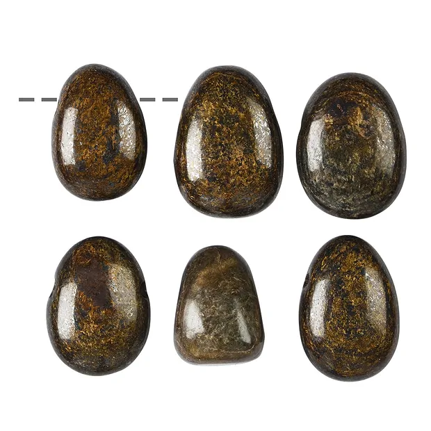 Pietra burattata di Bronzite perforata | grossista gemme e pietre curative