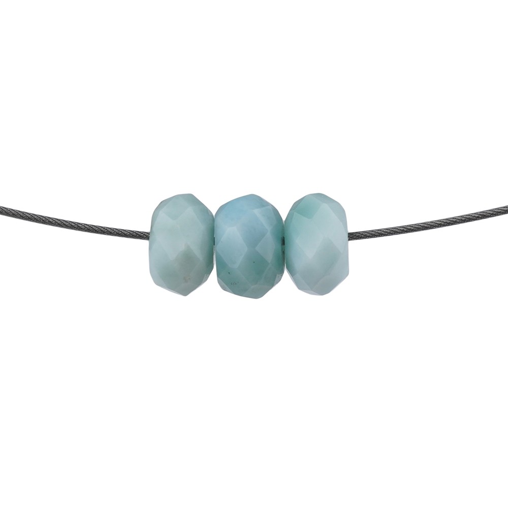 Lenses Larimar drilled, 3.5 x 6.0mm, faceted (50 pcs./ PU), 1mm drill hole | Marco Schreier