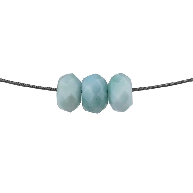 Linsen Larimar gebohrt, 3,5 x 6,0mm, facettiert (50 St./VE), 1mm-Bohrung | Marco Schreier