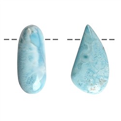 0419695663 Cabochon Freeform Larimar drilled, 3.5 - 5.0cm (large) | Marco Schreier