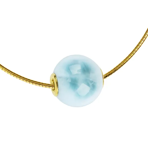 Joya Cuenta de piedra Larimar 12mm, bañada en oro | Marco Schreier