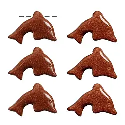 0420993540 Dolphin Gold stone brown (synt. Glass) drilled, 2,5cm (6 pcs./ PU) | Marco Schreier