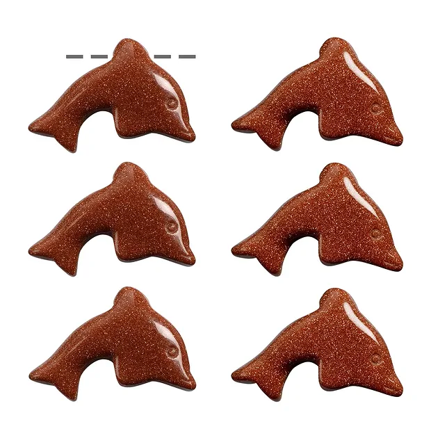 Delfin Goldfluß braun (synt. Glas) gebohrt, 2,5cm (6 St./VE) | Marco Schreier