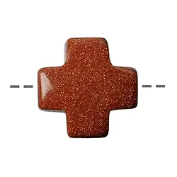 0420994601 Cross Gold stone brown (synt. Glass) drilled, 15mm | Marco Schreier