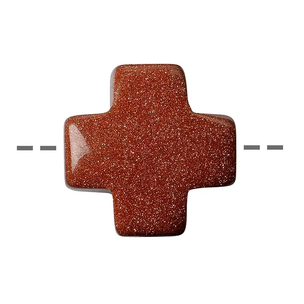 Cross Gold stone brown (synt. Glass) drilled, 15mm | Marco Schreier