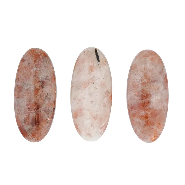 Oval sunstone, drilled, 4.0 cm | minerals trade - gems, healing stones & jewelry