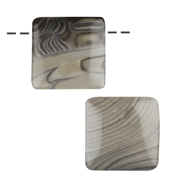 Cabochon quadrato in pietra focaia forata, 4,0 x 4,0 cm (grande) | Marco Schreier