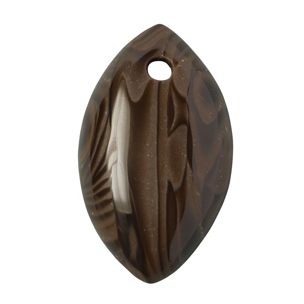 Navette de cabujón Psilomelano taladrado frontal, 3,0cm | Marco Schreier