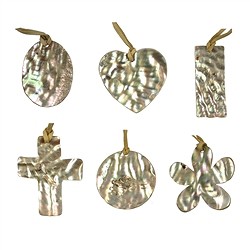 0424496016 Abalone Mother of Pearl shapes on fabric ribbon (12 pcs./ PU) | Marco Schreier