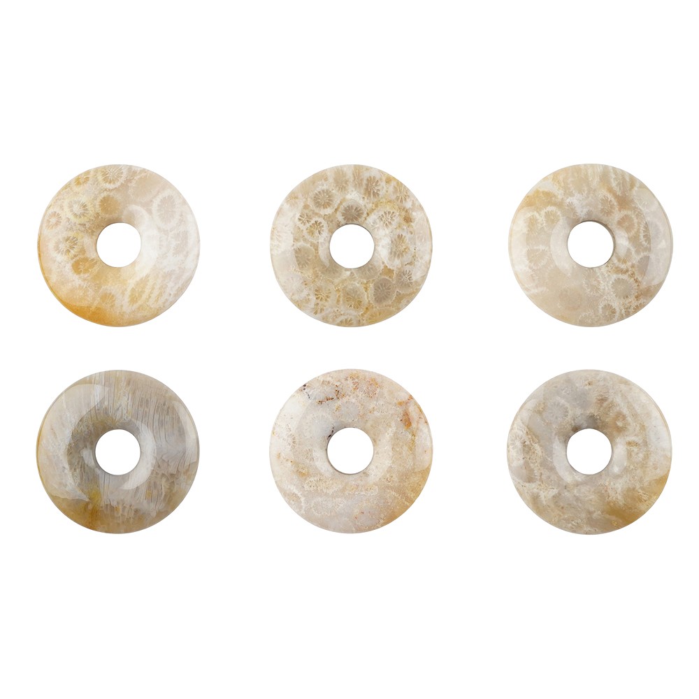 Petrified Coral donut, 30mm | Schreier wholesale; gems, healing stones & jewelry