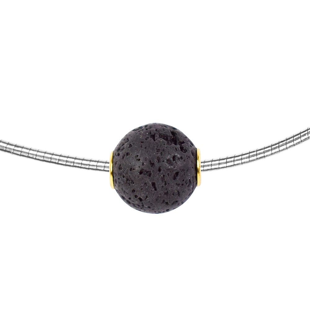 Schmuckkugel Lava 12mm, rhodiniert | Großhandel Edelsteine, Heilsteine & Schmuck