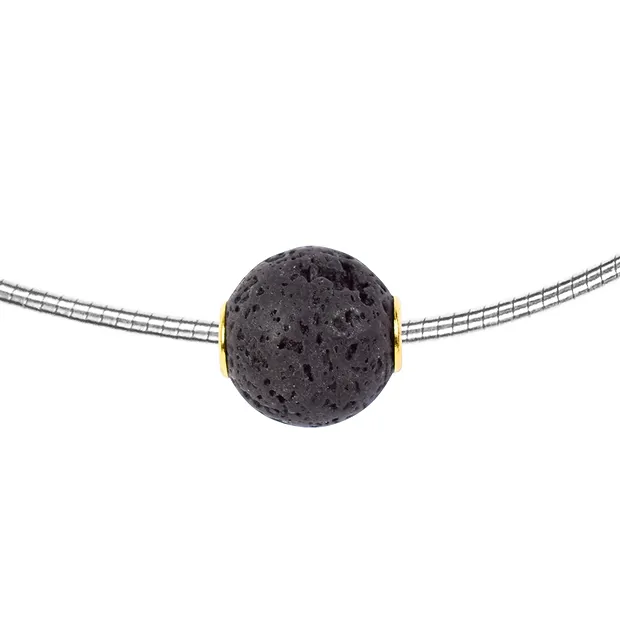 Schmuckkugel Lava 12mm, rhodiniert | Großhandel Edelsteine, Heilsteine & Schmuck