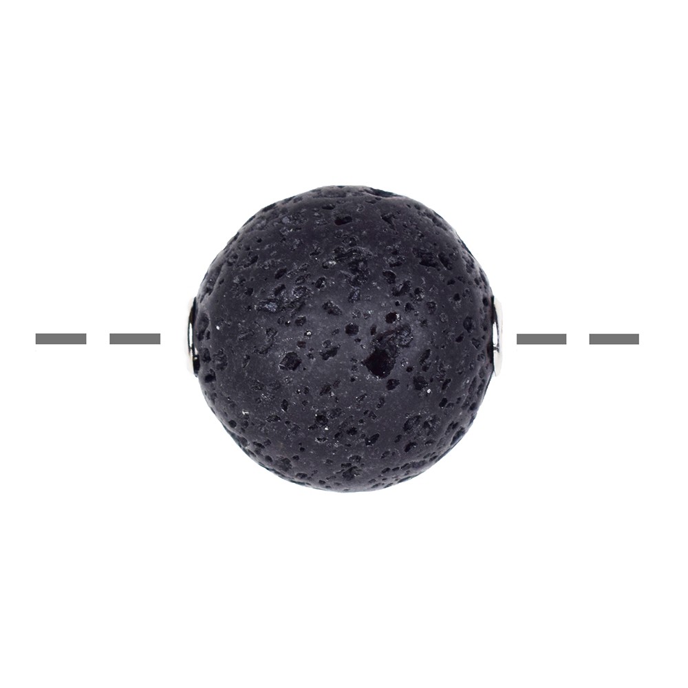 Jewelry Bead Lava 20mm, rhodiniert | wholesaler gems, healing stones & jewelry