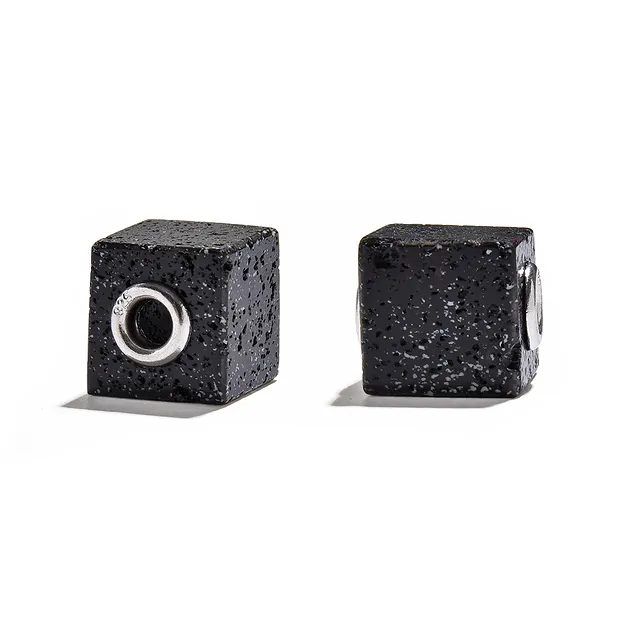 Cube de lave, percé, 1,0cm, calottes rhodiées | Marco Schreier