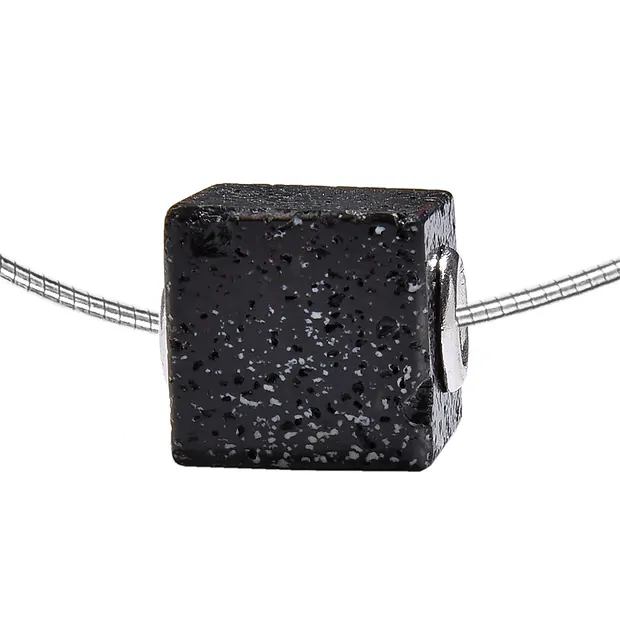 Lava cube, drilled, 1.0 cm, rhodiniert caps | wholesaler gems & healing stones