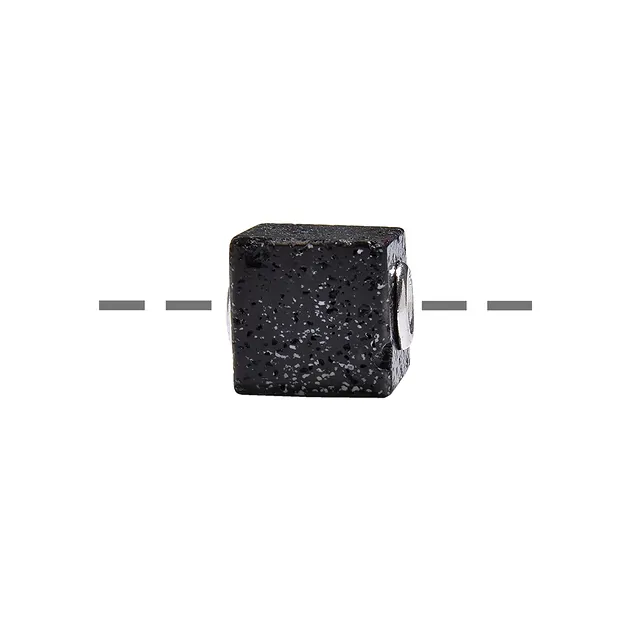 Lava cube, drilled, 1.0 cm, rhodiniert caps | wholesaler gems & healing stones