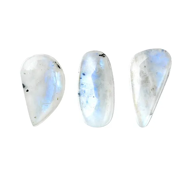 Cabochon Labradorit (weiß) gebohrt, 2,0 - 2,5cm | Marco Schreier