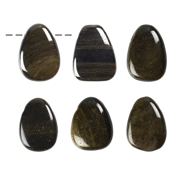 Piedra rodada de Obsidiana (brillo dorado) con agujero | Marco Schreier