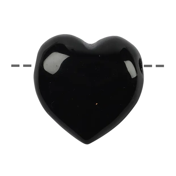 Heart Obsidian (black) drilled, 3.5cm | wholesale gems, healing stones & jewelry
