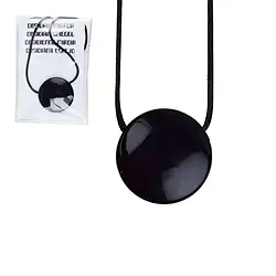 0428891403 Miroir Obsidienne (noir) percé avec cordon, 4cm | Marco Schreier